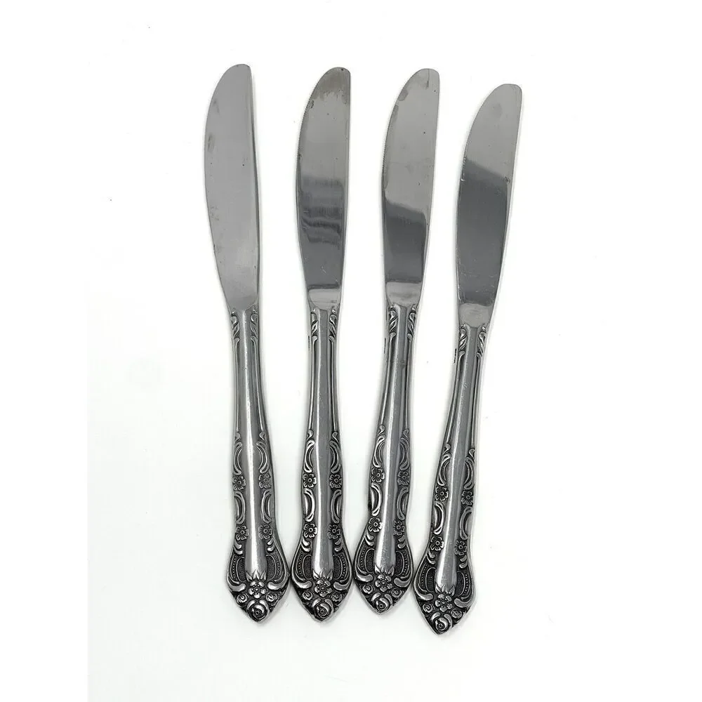 United Silver Acadia Stainless Dinner Place Knife Japan 8 3/8” Set Of 4